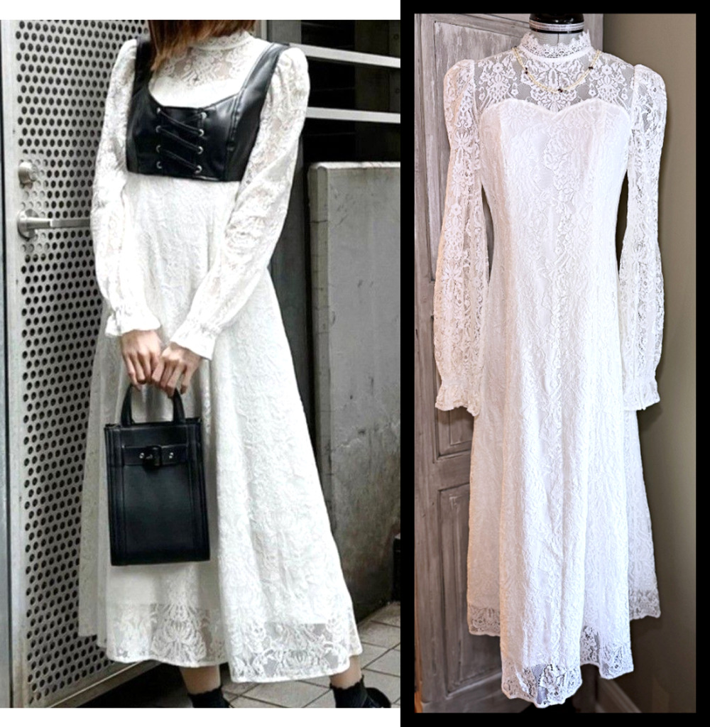EATME Damask Lace Dress White Size S Himekaji Girly Kei Romantic Jfashion Japan